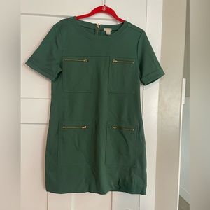 J. Crew Green Zipper ponte dress, Size 8P